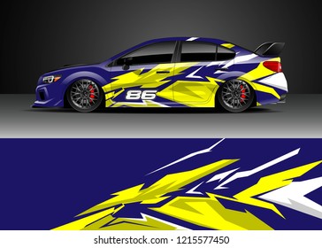 Car decal design vector. Graphic abstract stripe racing background kit designs for wrap vehicle, race car, rally, adventure and livery