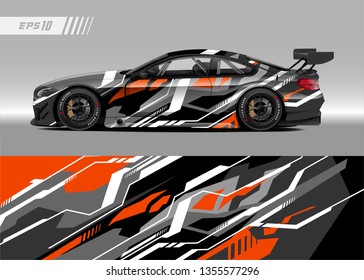 Car decal design vector. Graphic abstract stripe racing background kit designs for wrap vehicle, race car, rally, adventure and livery