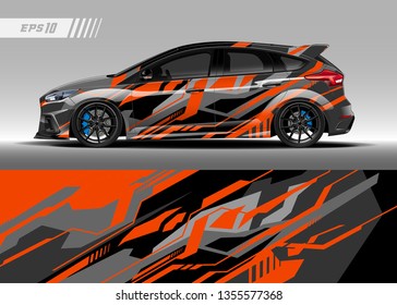 Car decal design vector. Graphic abstract stripe racing background kit designs for wrap vehicle, race car, rally, adventure and livery