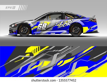 Car decal design vector. Graphic abstract stripe racing background kit designs for wrap vehicle, race car, rally, adventure and livery