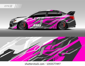 Car decal design vector. Graphic abstract stripe racing background kit designs for wrap vehicle, race car, rally, adventure and livery