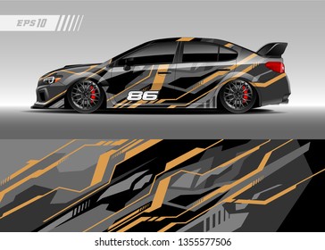 Car decal design vector. Graphic abstract stripe racing background kit designs for wrap vehicle, race car, rally, adventure and livery