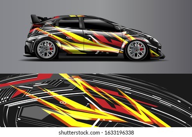 Car decal design vector. Graphic abstract stripe racing background kit designs