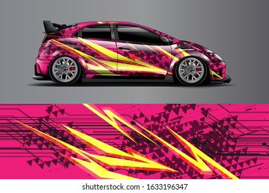 Car decal design vector. Graphic abstract stripe racing background kit designs