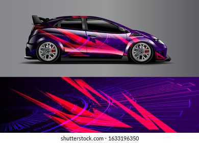 Car decal design vector. Graphic abstract stripe racing background kit designs