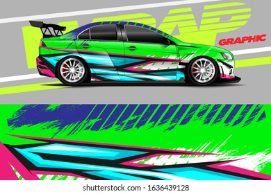 Car decal design vector. Graphic abstract stripe racing background kit designs
