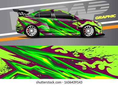 Car decal design vector. Graphic abstract stripe racing background kit designs