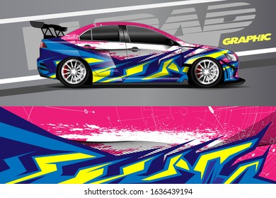 Car decal design vector. Graphic abstract stripe racing background kit designs