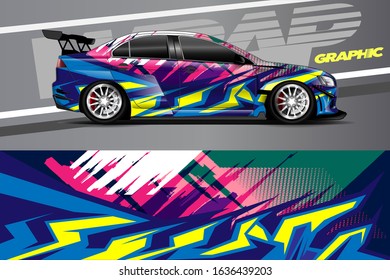 Car decal design vector. Graphic abstract stripe racing background kit designs