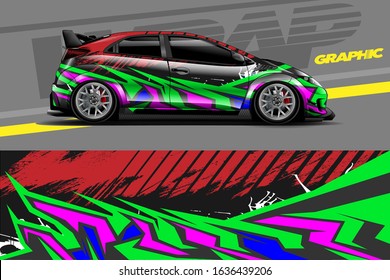 Car decal design vector. Graphic abstract stripe racing background kit designs