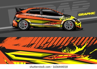 Car decal design vector. Graphic abstract stripe racing background kit designs for wrap vehicle, race car, rally, adventure and livery
