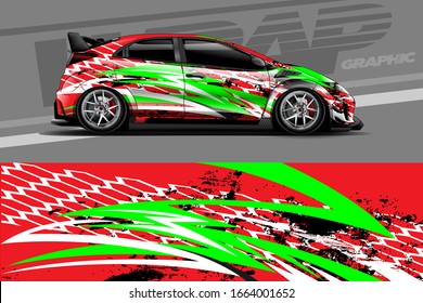 Car decal design vector. Graphic abstract stripe racing background kit designs. Simple, bold and aggressive graphic.