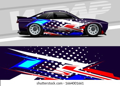 Car decal design vector. Graphic abstract stripe racing background kit designs. Simple, bold and aggressive graphic.