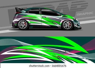 Car decal design vector. Graphic abstract stripe racing background kit designs. Simple, bold and aggressive graphic.