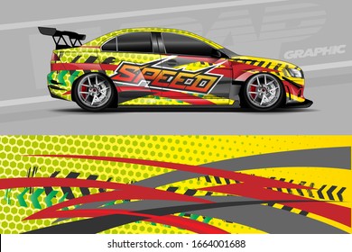 Car decal design vector. Graphic abstract stripe racing background kit designs. Simple, bold and aggressive graphic.