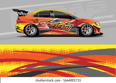 Car decal design vector. Graphic abstract stripe racing background kit designs. Simple, bold and aggressive graphic.