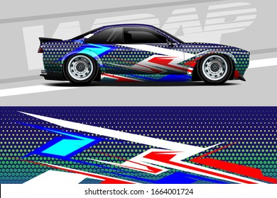 Car decal design vector. Graphic abstract stripe racing background kit designs. Simple, bold and aggressive graphic.