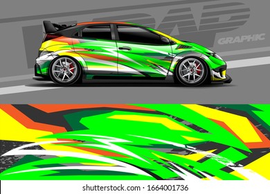 Car decal design vector. Graphic abstract stripe racing background kit designs. Simple, bold and aggressive graphic.