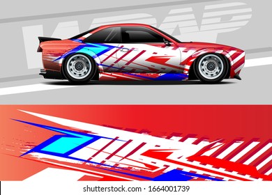 Car decal design vector. Graphic abstract stripe racing background kit designs. Simple, bold and aggressive graphic.