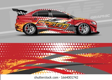 Car decal design vector. Graphic abstract stripe racing background kit designs. Simple, bold and aggressive graphic.