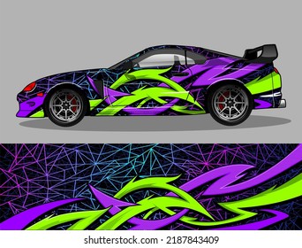 Car decal design vector. Graphic abstract stripe racing background kit designs for wrap vehicle, race car, rally, adventure and livery