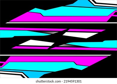 diseño de fondo de carreras vectoriales con un patrón único de líneas coloridas. azul, rosa, blanco y negro