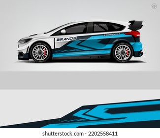 Car decal design vector. Graphic abstract stripe racing background kit designs for wrap vehicle, race car, rally, adventure and livery dekal