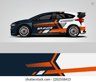 Car decal design vector. Graphic abstract stripe racing background kit designs for wrap vehicle, race car, rally, adventure and livery dekal