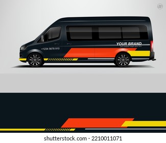 Car decal design vector. Graphic abstract stripe racing background kit designs for wrap vehicle, race car, rally, adventure and livery dekal