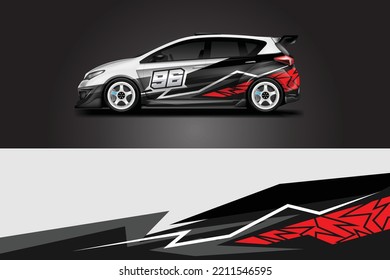Automobil-Dekorationsvektor. Grafische abstrakte Streifen-Rennhintergrund-Designs für Wrapper, Rennwagen, Rallye, Abenteuer und Livery.