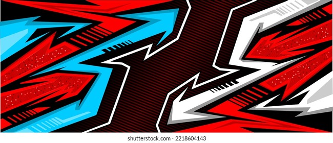 Vector de diseño de calcomanías de auto. Diseños gráficos abstractos de banda de fondo de carreras para envolver vehículos, carreras de coches, rally, aventura y livery