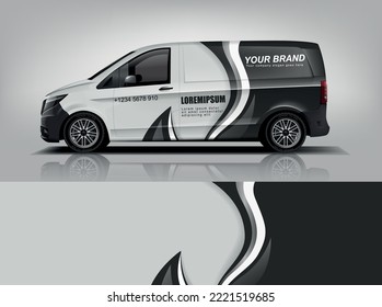 Car decal design vector. Graphic abstract stripe racing background kit designs for wrap vehicle, race car, rally, adventure and livery dekal