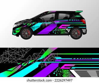 Car decal design vector. Graphic abstract stripe racing background kit designs for wrap vehicle, race car, rally, adventure and livery