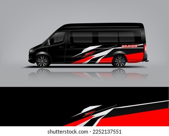 Car decal design vector. Graphic abstract stripe racing background kit designs for wrap vehicle, race car, rally, adventure and livery dekal