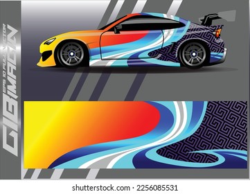 Car decal design vector. Graphic abstract stripe racing background kit designs for wrap vehicle, race car, rally, adventure and livery