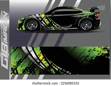 Car decal design vector. Graphic abstract stripe racing background kit designs for wrap vehicle, race car, rally, adventure and livery