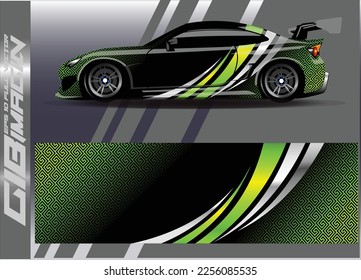 Car decal design vector. Graphic abstract stripe racing background kit designs for wrap vehicle, race car, rally, adventure and livery