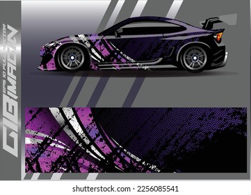 Car decal design vector. Graphic abstract stripe racing background kit designs for wrap vehicle, race car, rally, adventure and livery