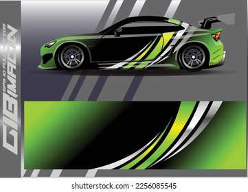 Car decal design vector. Graphic abstract stripe racing background kit designs for wrap vehicle, race car, rally, adventure and livery