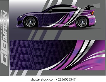 Car decal design vector. Graphic abstract stripe racing background kit designs for wrap vehicle, race car, rally, adventure and livery