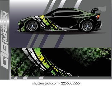 Car decal design vector. Graphic abstract stripe racing background kit designs for wrap vehicle, race car, rally, adventure and livery
