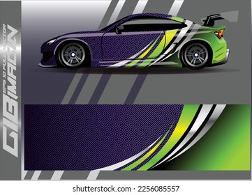 Car decal design vector. Graphic abstract stripe racing background kit designs for wrap vehicle, race car, rally, adventure and livery
