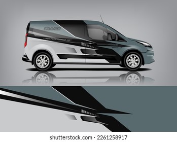 Vector de diseño de calcomanías de auto. Diseños gráficos abstractos de banda de fondo de carreras para envolver vehículos, carreras de coches, rally, aventura y livery 