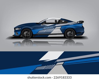 Car decal design vector. Graphic abstract stripe racing background kit designs for wrap vehicle, race car, rally, adventure and livery dekal a1