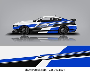 Vector de diseño de calcomanías de auto. Diseños gráficos abstractos de banda de fondo de carreras para envolver vehículos, autos de carreras, rally, aventura y livery dekal a1