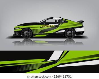Vector de diseño de calcomanías de auto. Diseños gráficos abstractos de banda de fondo de carreras para envolver vehículos, autos de carreras, rally, aventura y livery dekal a1
