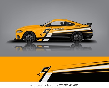 Car decal design vector. Graphic abstract stripe racing background kit designs for wrap vehicle, race car, rally, adventure and livery dekal a1