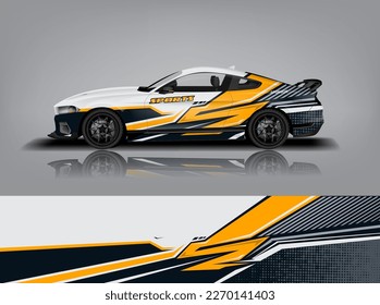 Car decal design vector. Graphic abstract stripe racing background kit designs for wrap vehicle, race car, rally, adventure and livery dekal a1