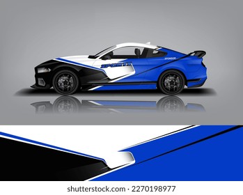 Car decal design vector. Graphic abstract stripe racing background kit designs for wrap vehicle, race car, rally, adventure and livery dekal a1