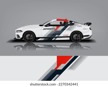 Car decal design vector. Graphic abstract stripe racing background kit designs for wrap vehicle, race car, rally, adventure and livery dekal a1